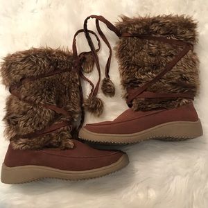 Vintage Fubu Boots Woman’s Size 10 Brown leather and faux fur 90’s Y2K